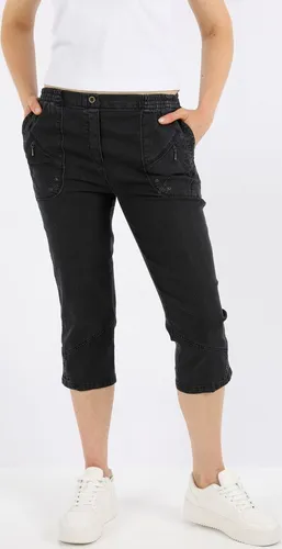 Jeanshose Damen Slim Legs kurz 3/4 Jeans Hose caprihose, Größe:46, Farbe:schwarz