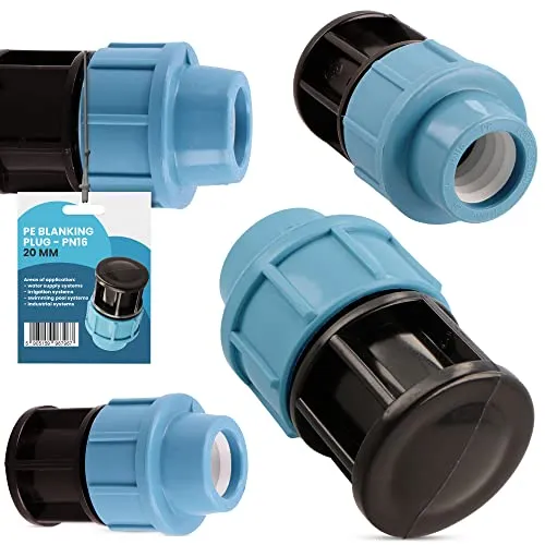 PE-Rohr Endkappe PN16 20 mm Endstück Abschluss Stopfen Deckel Verschlußkappe Klemmverbinder Bewässerungssystem Fitting Kupplung Werkzeuglose Montage Wasserrohrstopper Klemmkupplungen