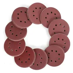WorkPro Schleifpapier schleifscheiben 125mm, schleifpapier set, 8 Loch Rund, 150 Stück, 9 Arten von Körnungen (60# bis 600) rot