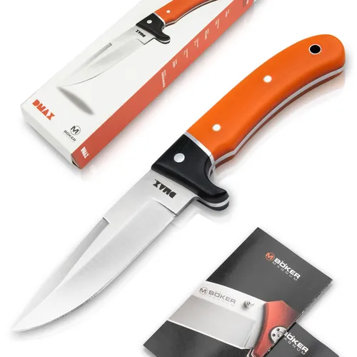 DMAX Elk Hunter Jagdmesser Fahrtenmesser Outdoor 440A Lederscheide ✔️ 02DMAX002