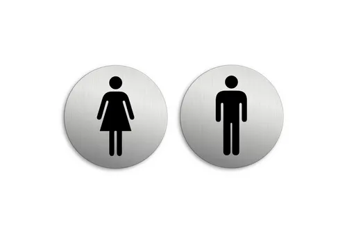 OFFORM DESIGN Hinweisschild WC Toilette Toilettenschild Damen Herren 2er-Set Ø 75 mm