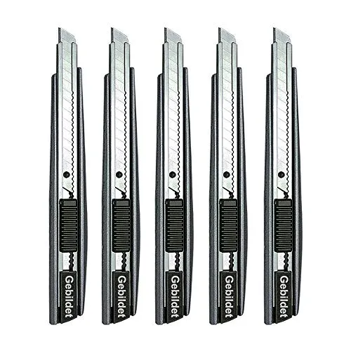 Gebildet 5pcs Profi Cuttermesser/ 9mm Abbrechklingen / 60Grad Folienmesser/Teppichmesser/Grafikmesser/optimal für Folien,Tapete, Bastelarbeiten, Kartons
