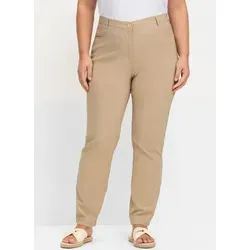 Jerseyhose mit seitlichem Dehnbund in Beige/Braun