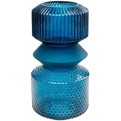 Kare-Design Handgemachte Glasvase in Blau - Dekorative Glasvase, handgemacht und einzigartig, ideal für stilvolle Akzente in Ihrem Zuhause. Maße: 18x36x18 cm.