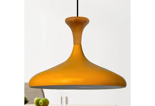 bamyum Champion Pendelleuchte aus Holz, 35 cm in gelb von Bamyum