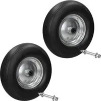 ECD Germany 2er Schubkarrenrad Vollgummi PU 4.80/4.00-8 - Zubehör für Gartengeräte: Unplattbare Schubkarrenräder aus Vollgummi, ideal für stressfreies Arbeiten ohne Pannen!