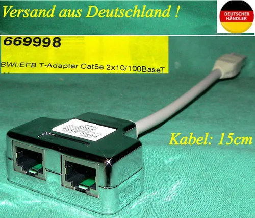 EFB CAT 5e T-Adapter 2x10/100BaseT K5122 ISDN Verteiler Cablesharing Portdoppler