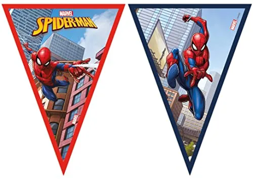 Procos 93867 - Flaggenbanner Spiderman Crime Fighter, FSC, Hängedekoration, Girlande, Geburtstag, Mottoparty