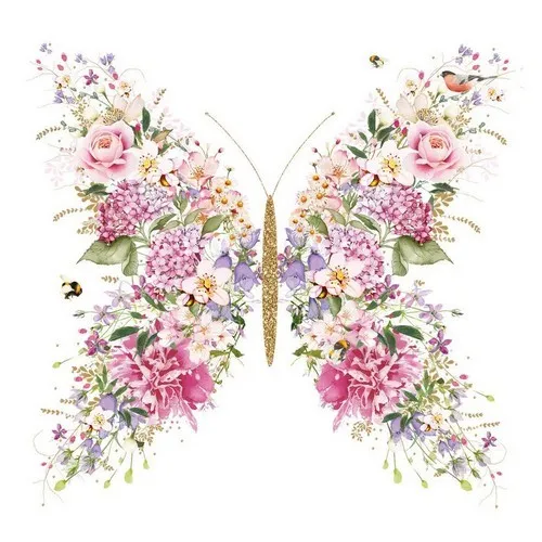 Servietten Papillon et fleurs Schmetterling Tiere Blumen Garten Natur 33x33cm 20