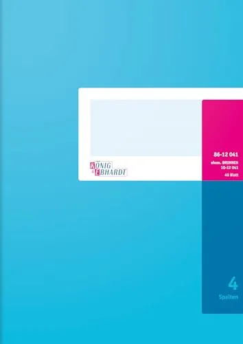 König & Ebhardt Brunnen 8612041 Geschäftsbuch - A4 Spaltenbuch in Blau mit festem Kopf, ideal für präzise Notizen und Organisation dank 4 Spalten und 80g/m² Papierqualität.