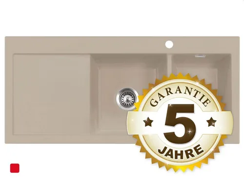 Systemceram Mera Double Fango Keramik-Spüle Handbetätigung Grau-Braun Spülbecken