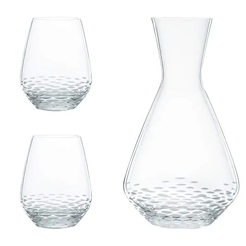 Spiegelau Mosaik Dekanter Set 3tlg – Elegantes Gläser-Set für Weinliebhaber - 3-teiliges Set aus hochwertigem Kristall, ideal für Rot- und Weißwein. Perfekt für stilvolle Abende in Küche und Esszimmer.