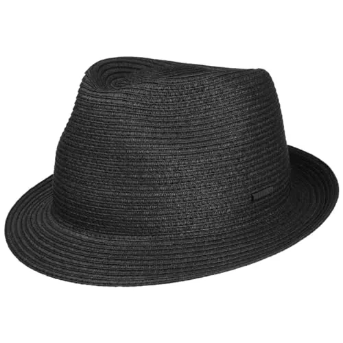 Stetson Plain Toyo Trilby Strohhut Unifarbener Klassischer Hut UV-Schutz 40+ Damen Herren Frühling Sommer schwarz XL (60-61 cm)