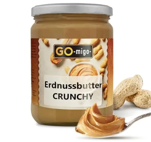 Erdnussbutter Crunchy 900g ungezuckert ohne Zusätze, Peanut Butter Top Qualität