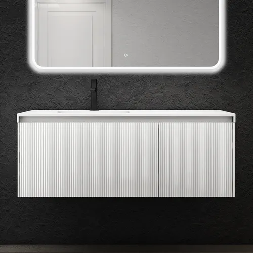 doporro Badmöbel-Set Mineraguss Waschbeckenunterschrank - Badmöbel-Set mit Soft-Close-Funktion, aus feuchtigkeitsbeständigem MDF und einem pflegeleichten Mineralguss-Waschbecken – ideal für stilvolle Badezimmer und Gästebäder.