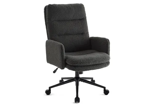IWMH Bürostuhl Ergonomisch Schreibtischstuhl, Höhenverstellbar Drehstuhl mit Rollen, Lesesessel aus Kunstpelz, Schminktisch Stuhl mit Höher Rückenlehne