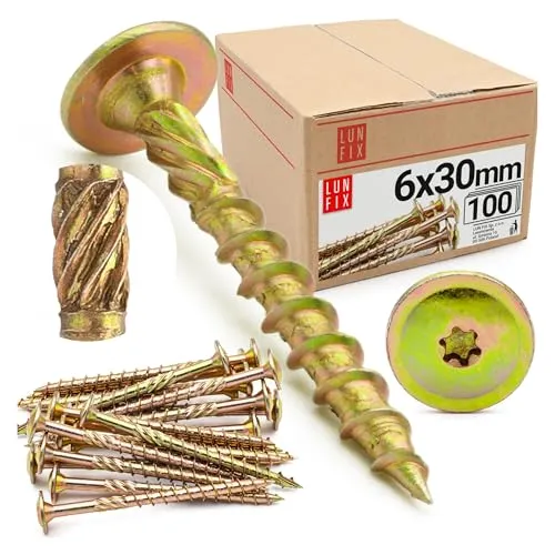 Lun Fix Tellerkopfschrauben 6x30 100 Stk TX40 Torx Fräsrippen