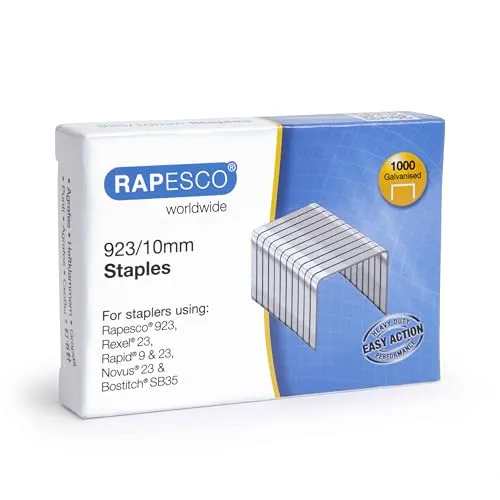 Rapesco 1237 Typ 923/10 mm Verzinkte Robuste Heftklammern, 1000 Stück