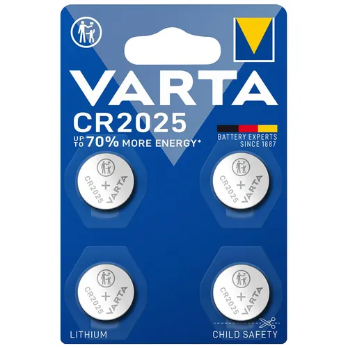 kQ Varta Knopfzelle Lithium CR2025 3V Batterie 4er Blister