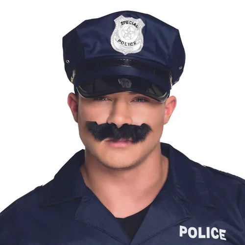 Unechter 80er Jahre Bart Schwarz Schnauzbart für Karneval und Fasching