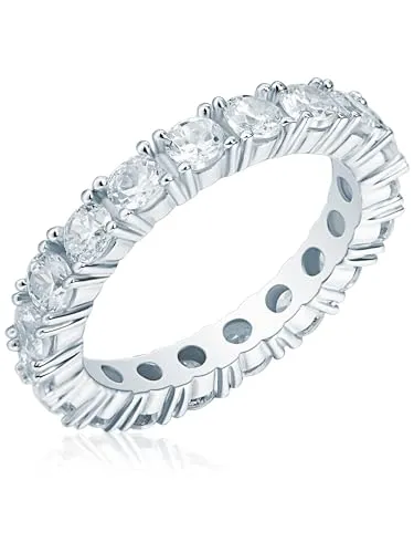 Rafaela Donata Damen Ring aus 925/- Sterling Silber mit Zirkonia - Eleganter Damenring aus rhodiniertem Sterlingsilber, ideal als Verlobungsring oder Beisteckring, besetzt mit funkelndem Pavékranz für besondere Momente.