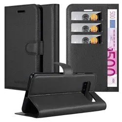 Cadorabo Hülle für Samsung Galaxy S10 4G Schutz Hülle in Schwarz Handyhülle Etui Case Cover Magnetverschluss
