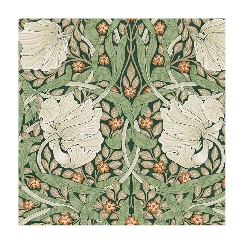WILLIAM MORRIS AT HOME Vliestapete Pimpernel - Retro Blattmotiv in Grün - Tapeten & Tapezierzubehör, formstabile Vliestapete mit einfacher Verarbeitung, ideal für Küche und Nassbereiche, rückstandslos abnehmbar.