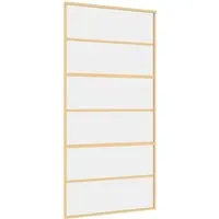 vidaXL Schiebetür Golden 102,5x205 cm aus ESG-Klarglas mit Aluminiumrahmen - Moderne Schiebetür aus klarem ESG-Glas, ideal für helle Wohnräume. Robuster Aluminiumrahmen sorgt für Stabilität. Geräuschloses Öffnen und Schließen dank Türdämpfer.