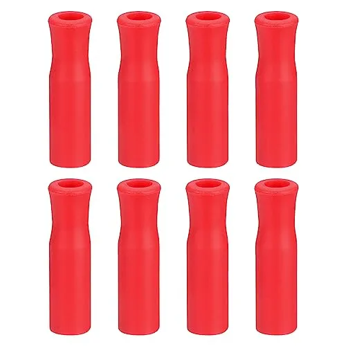 sourcing map 8Stk Silikon Strohspitzen Metall Stroh Abdeckungen Weich Wiederverwendbar Strohhalme Spitzen Passend für 1/4