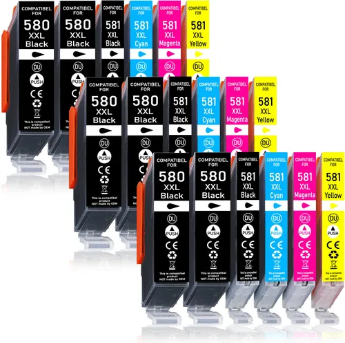 18er Pack Druckerpatronen 580 581 XXL kompatibel mit Canon TR7550