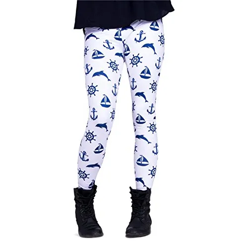 cosey - Bedruckte Bunte Leggins (Einheitsgröße) Verschiedene Leggings Designs, Maritim, Einheitsgröße