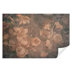 WallArena Vlies Fototapete Blumen Vintage Retro in braun von Wallarena