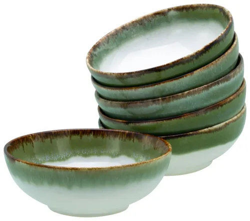 CreaTable 21693 Cascade 6-teiliges Geschirrset - Schüsselset aus Steinzeug mit einzigartiger Spezialglasur, spülmaschinen- und mikrowellengeeignet, ideal für stilvolles Servieren und lange Haltbarkeit.