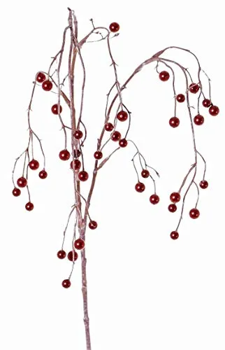 artplants.de Deko Zweig Beerenzweig PASKO, Beeren, rot, 120cm - Künstlicher Zweig mit Beeren