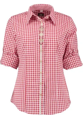 OS Trachten Trachtenbluse Tailliert Flosa, Größe:38, Farbe:mittelrot