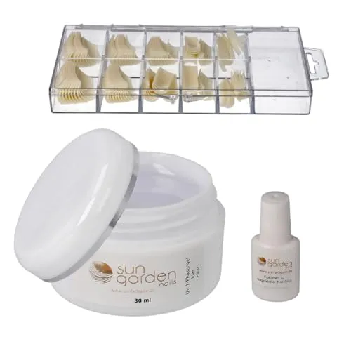 Sun Garden Nails 1 Phasen Gel klar 30ml+100er Tipbox+7ml Tipkleber