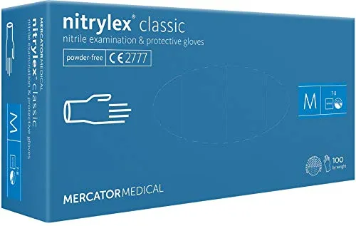 MERCATOR MEDICAL Nitrilhandschuhe NITRYLEX CLASSIC, Größe M - 1000 Stück - Einweghandschuhe aus Nitril, latexfrei und puderfrei, mit texturierten Fingerspitzen für optimalen Grip und Komfort.