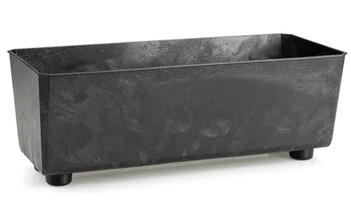 HowHomely Blumentopf schwarz Beton-Optik | Blumenübertopf 37x17x14 cm | Langlebige und Leichte Übertopf für Deko Wohnzimmer Schlafzimmer Bad oder Büro | Moderne Dekoration