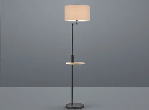 LED Stehleuchte Schwarz mit Stoffschirm - Schwenkbar & USB Anschluss - Elegante 160 cm hohe Stehleuchte mit schwenkbarem Stoffschirm und integriertem USB Anschluss. Ideal für gemütliche Lichtakzente im Wohnraum und praktisches Laden von Geräten.