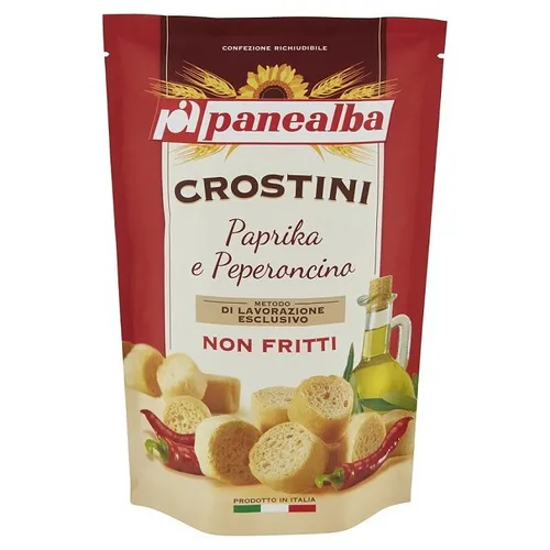 Panealba Crostini Paprika e Peperoncino Croutons mit Paprika and Chilli 100g