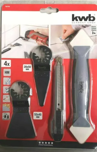 KWB Multitool Silikonfugen Reparatur Set (4-teilig) Schaber Fugenschneider