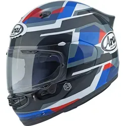 Arai Quantic Abstract Integralhelm - Schwarz/Weiß/Blau/Rot - M - Motorradhelm mit einzigartigem Variable Axis System (VAS) für optimale Passform und Sicherheit. Ideal für Fahrer, die höchsten Komfort und Schutz suchen.