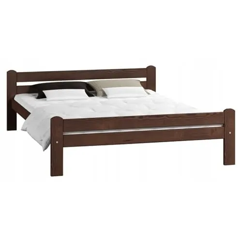 Home Collective Bett, Bettrahmen 160x200, Holzbett 160x200 | Massivholz Kiefer | Stabil & Langlebig | 205x172x58.5 cm (BxTxH) | Walnuss