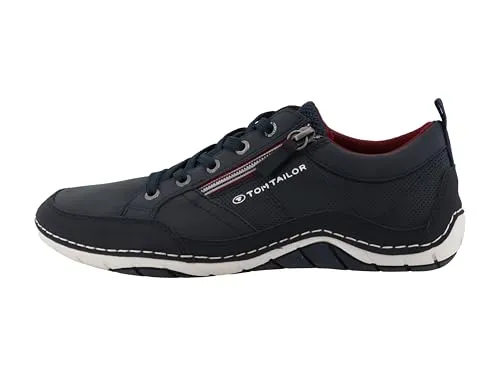 Tom Tailor sportlicher Schnürer Blau - Größe 44 - Sneaker in navy mit flachem Absatz, ideal für Freizeit und Sport, aus hochwertigem Synthetikmaterial für optimalen Tragekomfort.