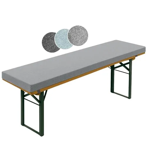 sleepling Bierbankauflage mit Bezug 220 x 25 x 4 cm, extra Dicke Auflage für gängige Bänke und Bierzeltgarnituren, hellgrau