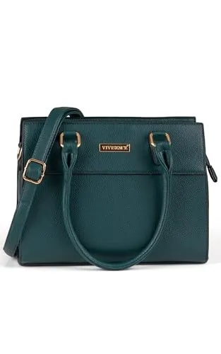 Vivisence Damen Handtasche aus Kunstleder mit Wechselriemen in grün von VIVISENCE