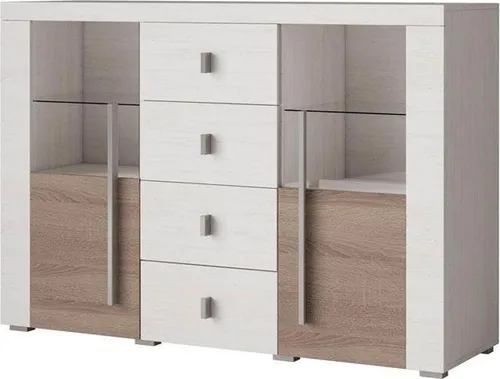 Sideboard Rennes Kommode 132x39x92cm Farbe wählbar,Andersen Pinie / Sonoma Trüffel