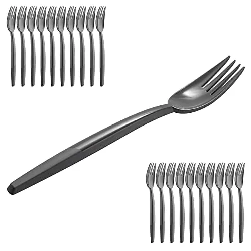 Grizzly Besteckset aus Kunststoff I 20er Set Mehrweg Gabeln I Stabil, Spülmaschinenfest I 100% recyclebar I Wiederverwendbares Anthrazit Besteck