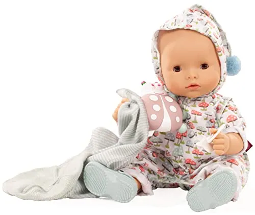 Götz 2318048 Maxy Aquini Glückspilz Badepuppe - 42 cm Puppe - ohne Haare, braune Schlafaugen - 8-teiliges Set - Mädchen-Babypuppe