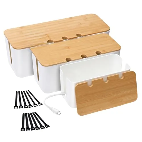 Kabelmanagementbox Set mit Bambusdeckel